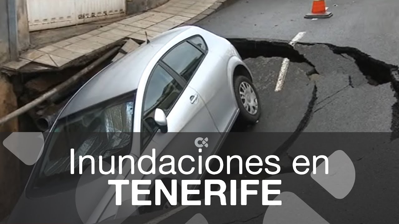 La lluvia provoca inundaciones y un socavón en San Cristóbal de La Laguna