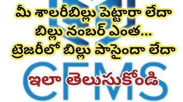 how to get salary bill details || and bill numbers in CFMS || online