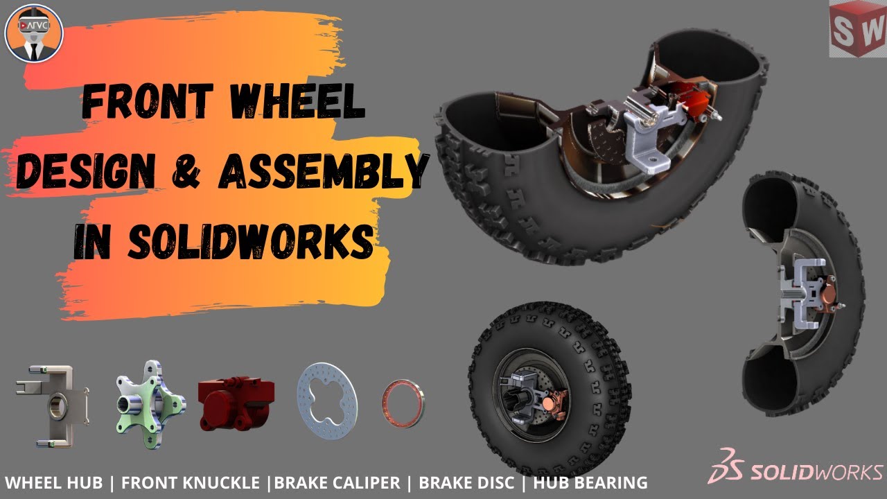 🔴 SOLIDWORKS TUTORIALS [FRONT WHEEL ASSEMBLY DESIGN] 4WD WHEEL