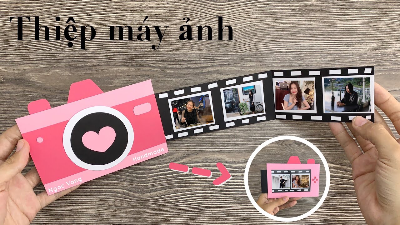 THIỆP MÁY ẢNH KÉO VÀ ẨN ẢNH || Camera Card With Slider Photo Roll - NGOC VANG Handmade