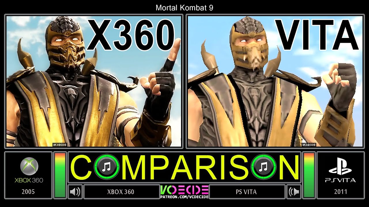 Mortal Kombat 9 (Xbox 360 vs PS Vita) Side by Side Comparison | VCDECIDE -  YouTube