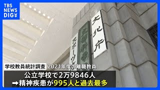精神疾患により離職した教員　公立の幼小中高校で過去最多｜TBS NEWS DIG