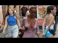 Beautiful and attractive russian girls  walking in moscow     