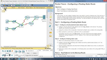 CCNA2 6.4.3.4 Packet Tracer Configuring a Floating Static Route
