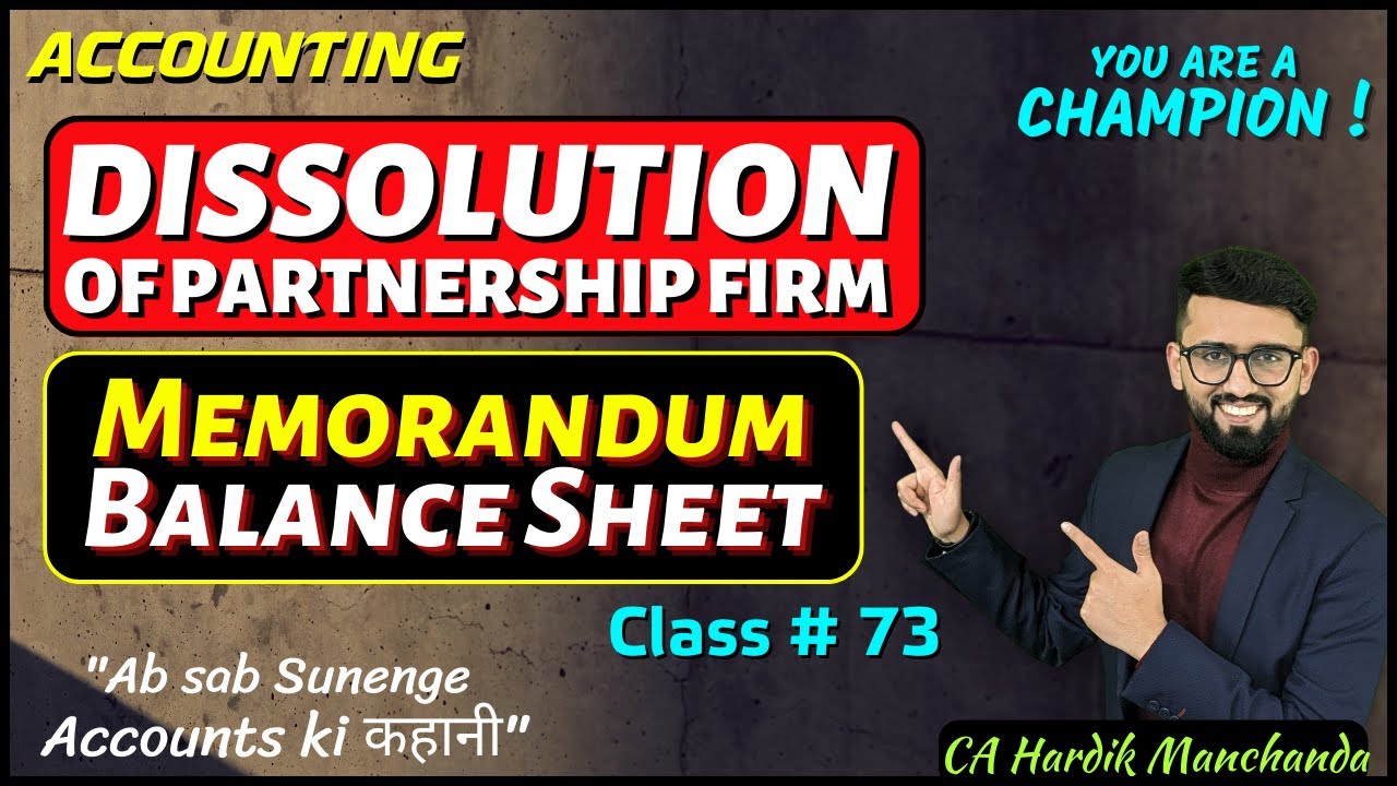 Memorandum Balance Sheet Important Questions Dissolution of Firm