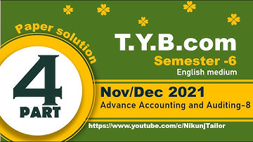 Advance Account-8 | November 2021 paper solution | Part-4| VNSGU