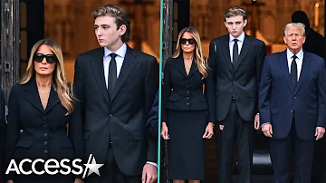 Barron Trump Joins Donald Trump At Funeral For Melania Trump's Mother