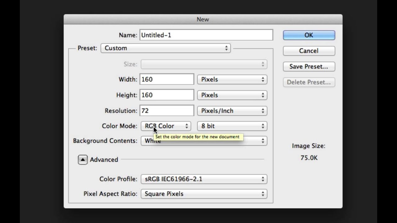 Photoshop Tutorial #1 How to create a new photoshop document for the ...