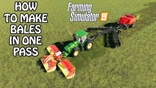 HOW TO MAKE BALES IN ONE PASS in Farming Simulator 2019 | HOW TO MAKE HAY BALES FS19 | PS4 Xbox One