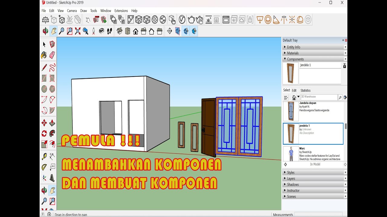 Belajar menambahkan dan membuat suatu komponen di sketchup youtube