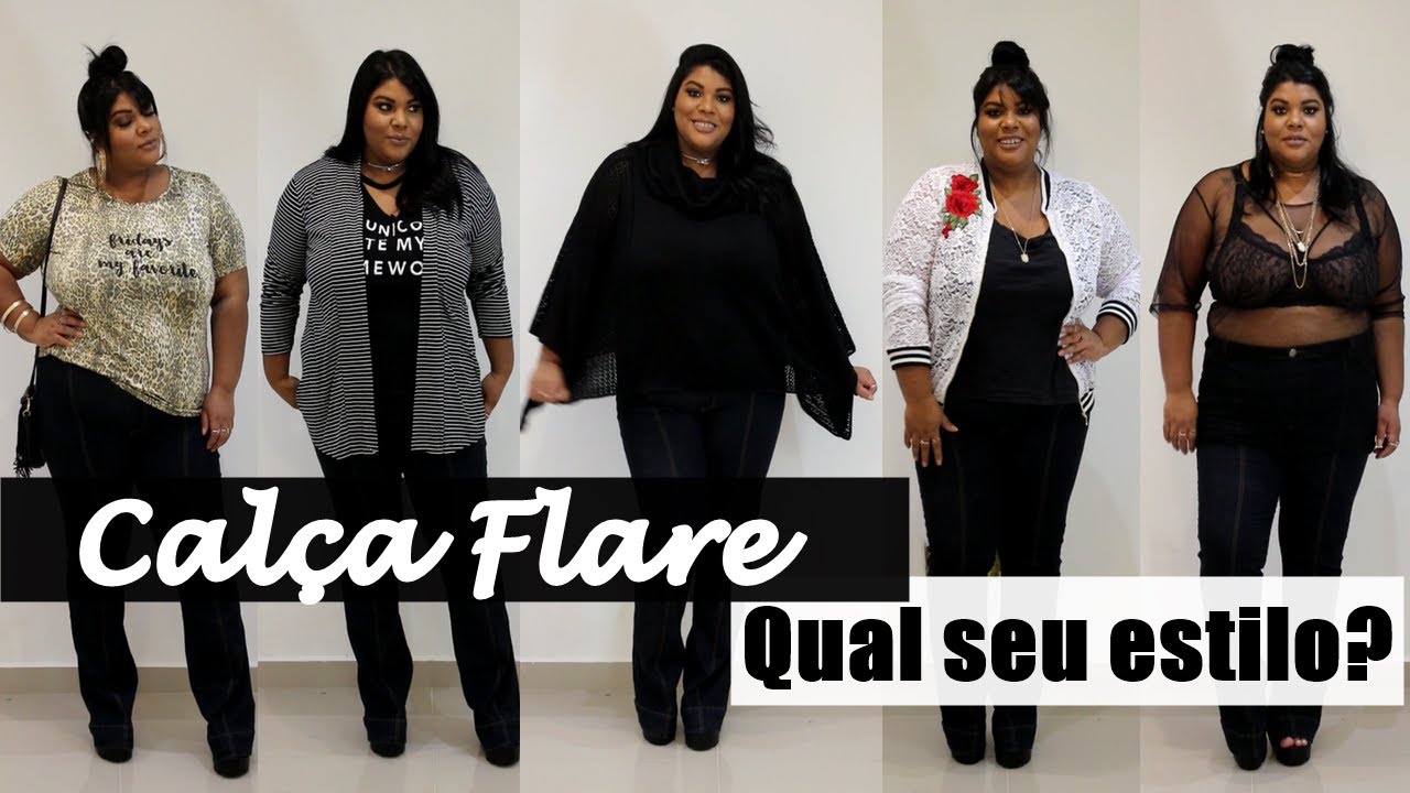 calça flare social plus size