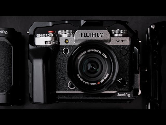 FEICHAO Metal Camera Cage For Fujifilm XT5 - Protective Frame With Wooden Grip & Cold Shoe Mount For Professional Use