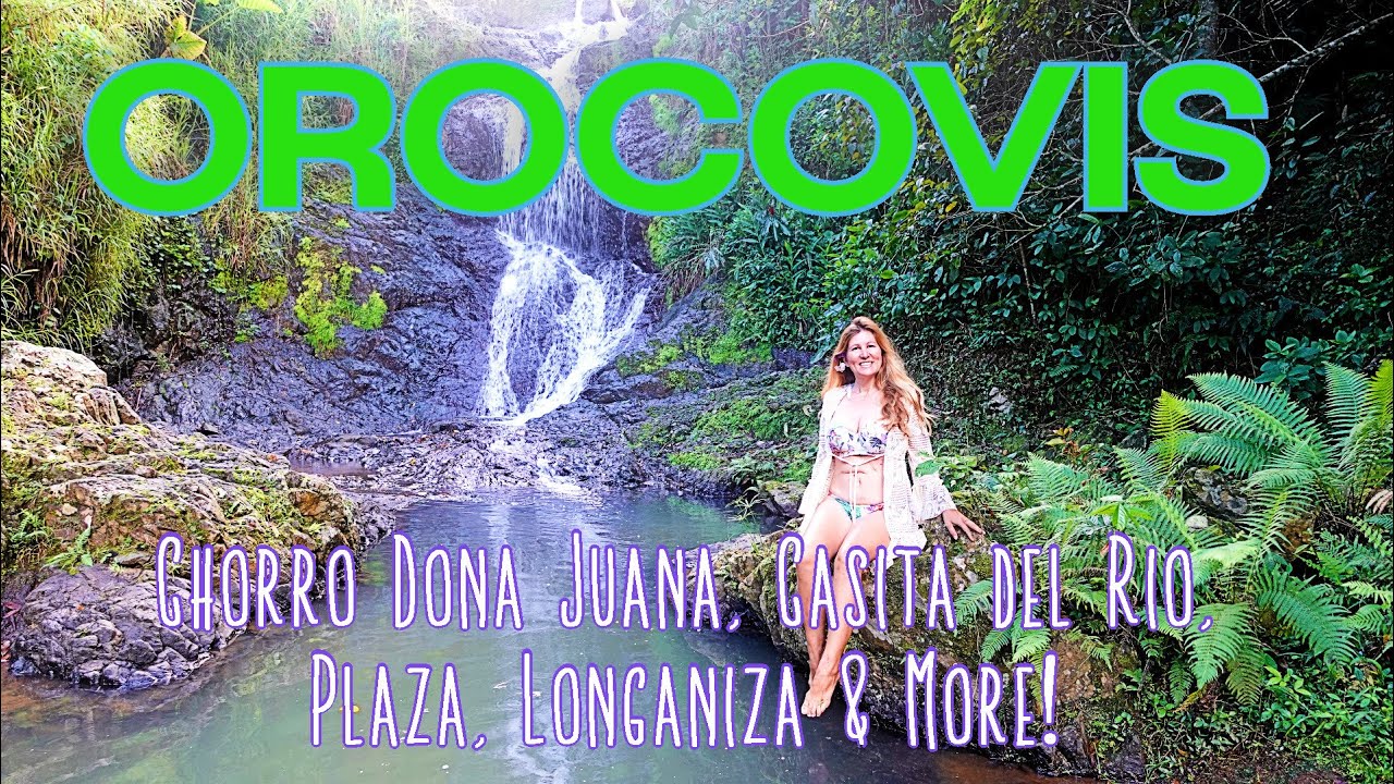 Orocovis, Puerto Rico: First Day. Waterfalls Chorro Dona Juana, Casita del Rio, Plaza & Longanizas