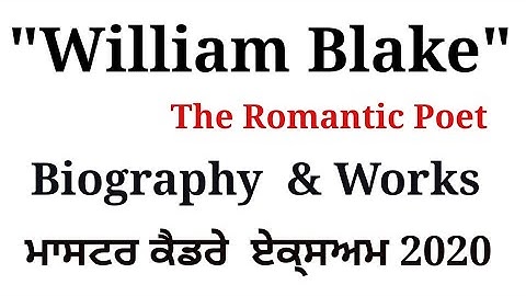 #Pseb46 Master cadre Punjab English preparation|| William Blake || Romantic period.