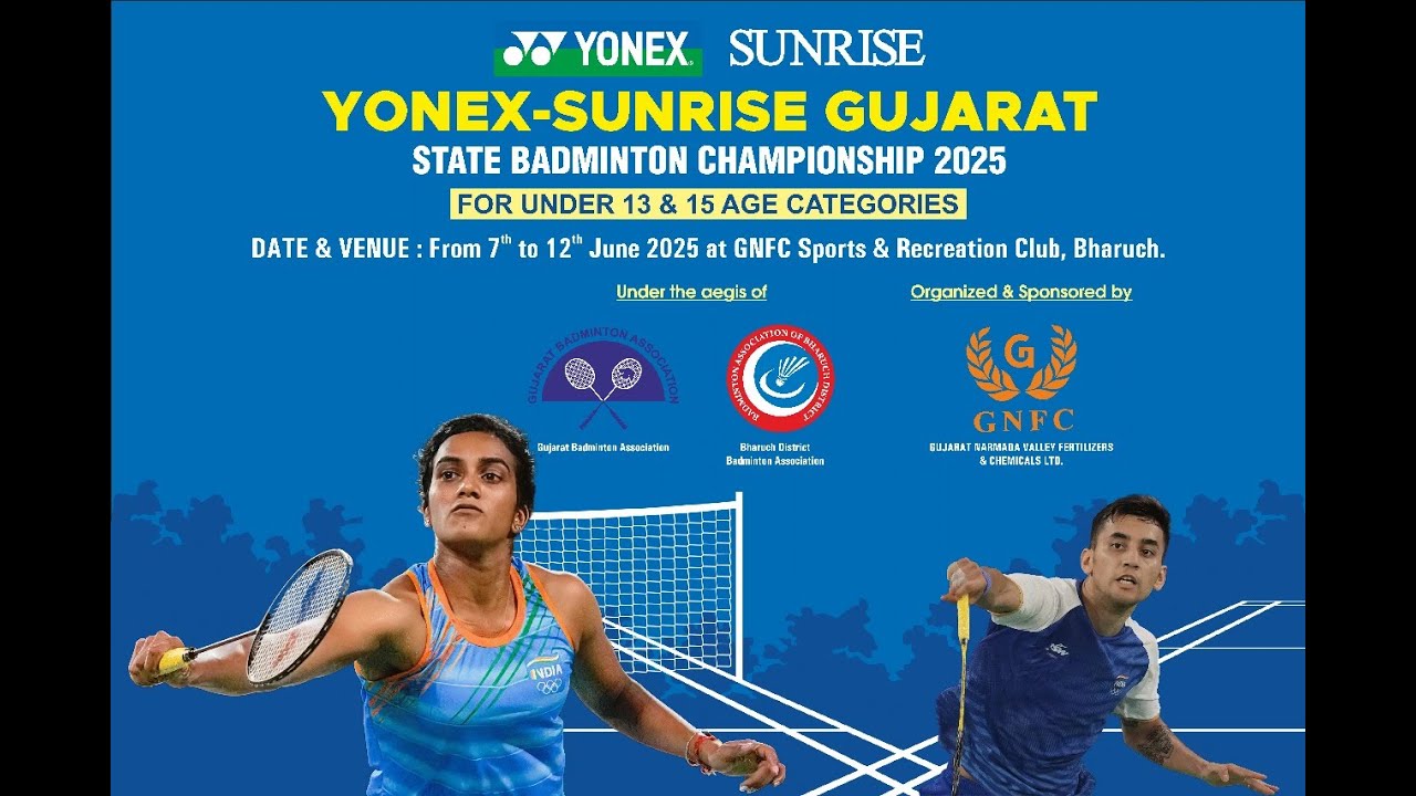 Yonex sunrise Gujarat State Badminton Championship Tournament U/13 & U ...