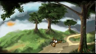 Test of Background with animated Character in TV Paint