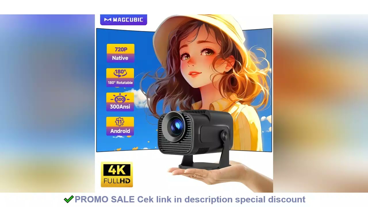 Magcubic HY320 Mini Newly Native 720P Android 11 4K Projector 300ANSI Wifi6 BT5.0 Cinema Outdoor Por