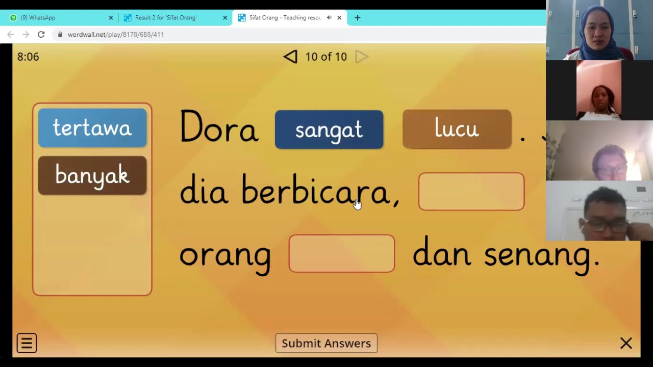 Contoh Media Pembelajaran BIPA  Wordwall  BIPA 1 Unit 8  Sifat Temanku  YouTube
