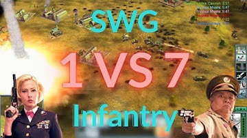 SWG 1 VS 7 Infantry Hard Bots AI map Twilight Flame Edit C&C Generals Zero Hour Gameplay