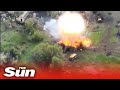 Ukrainian mortars destroy Russian ammo depot in fiery explosion