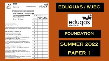 Eduqas / WJEC GCSE Maths Foundation - Summer 2022 - Paper 1 - Comprehensive Maths Worked Solutions