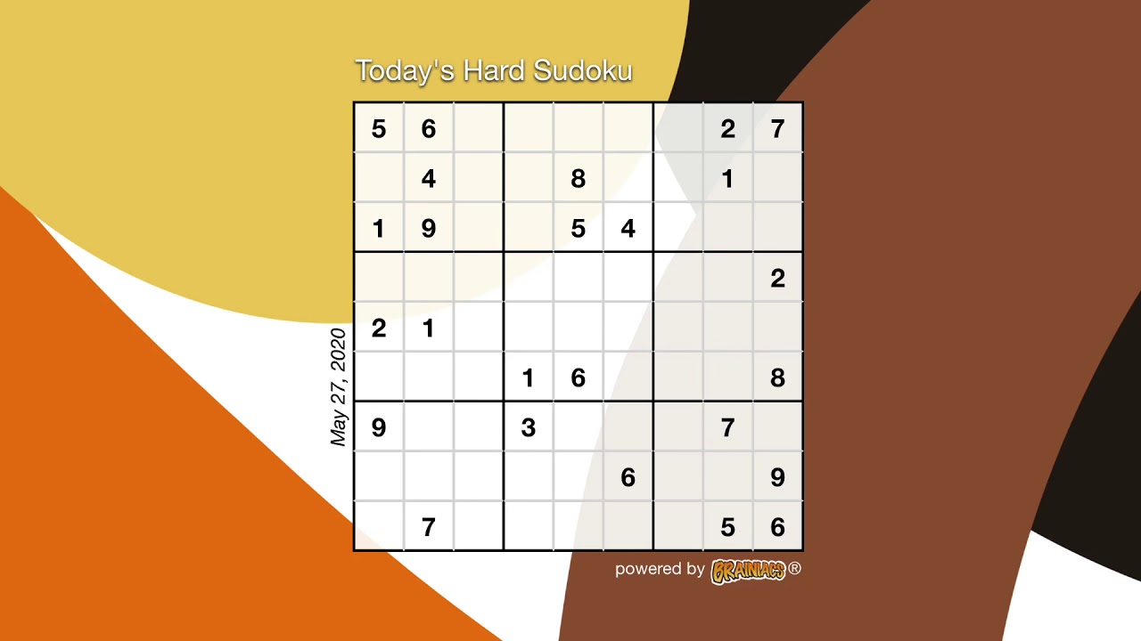 Daily Sudoku Hard May 27th 2020 YouTube