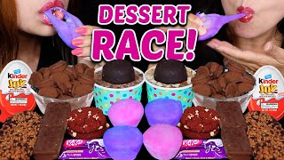 ASMR LEFTOVER DESSERT RACE! MINI OREO COOKIE CEREAL, PURPLE MOCHI ICE CREAM, KINDER EGGS, KITKAT 먹방 screenshot 4