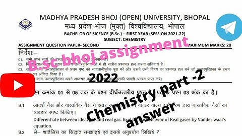 B.sc bhoj Assignment 2022 Chemistry part -2 Answer.