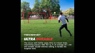 PowerNet Soccer Goal, 16x10 FT Soccer Training Equipment Combo Barrier Net