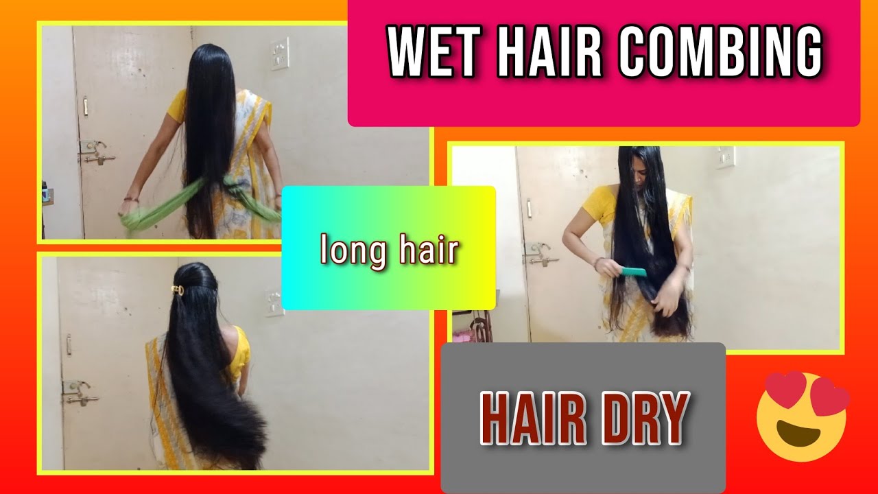 Long Wet Hair Towel Dry| wet hair combing|  Clutcher hair style 😇