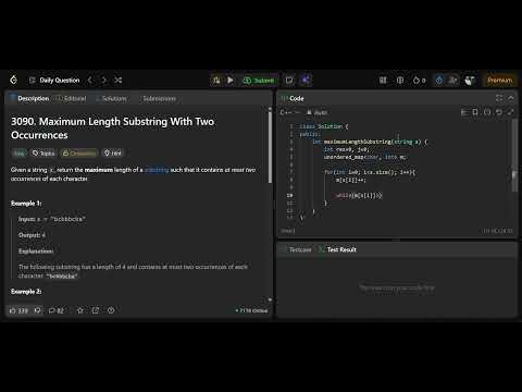 Leetcode 3090 || leetcode daily solution 14-08-2026 || C++ solution || No audio