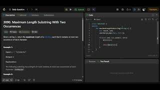 Leetcode 3090 || leetcode daily solution 14-08-2026 || C++ solution || No audio