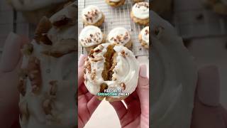 Carrot Cake Cookies With Cream Cheese Frosting #allthingsmamma #easterdesserts #cookiesrecipe #food