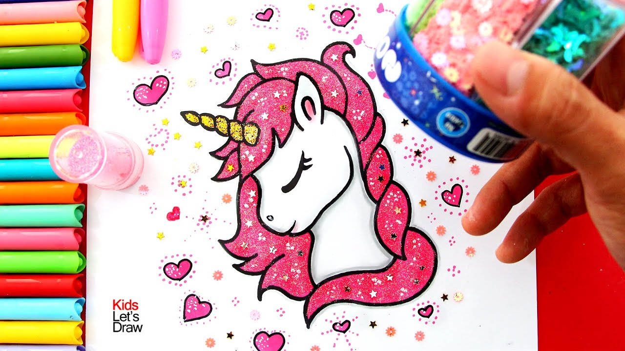 Learn to Draw and Decorate a UNICORN with Glitter and Hearts - thptnganamst.edu.vn