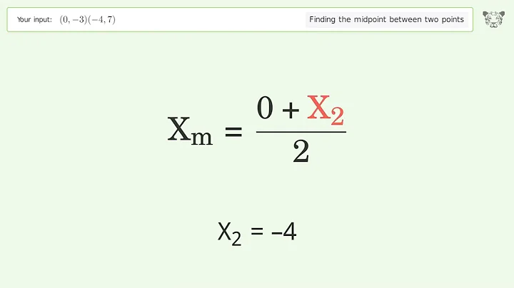 Find the midpoint between two points p1 (0,-3) and p2 (-4,7): Step-by-Step Video Solution