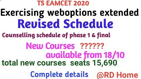 TS EAMCET 2020 weboptions extended- Revised counselling  Complete details
