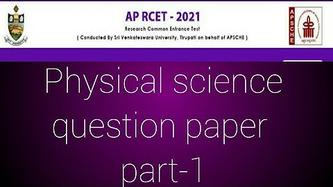 APRCET 2021 question paper with preliminary key, physical science part-1