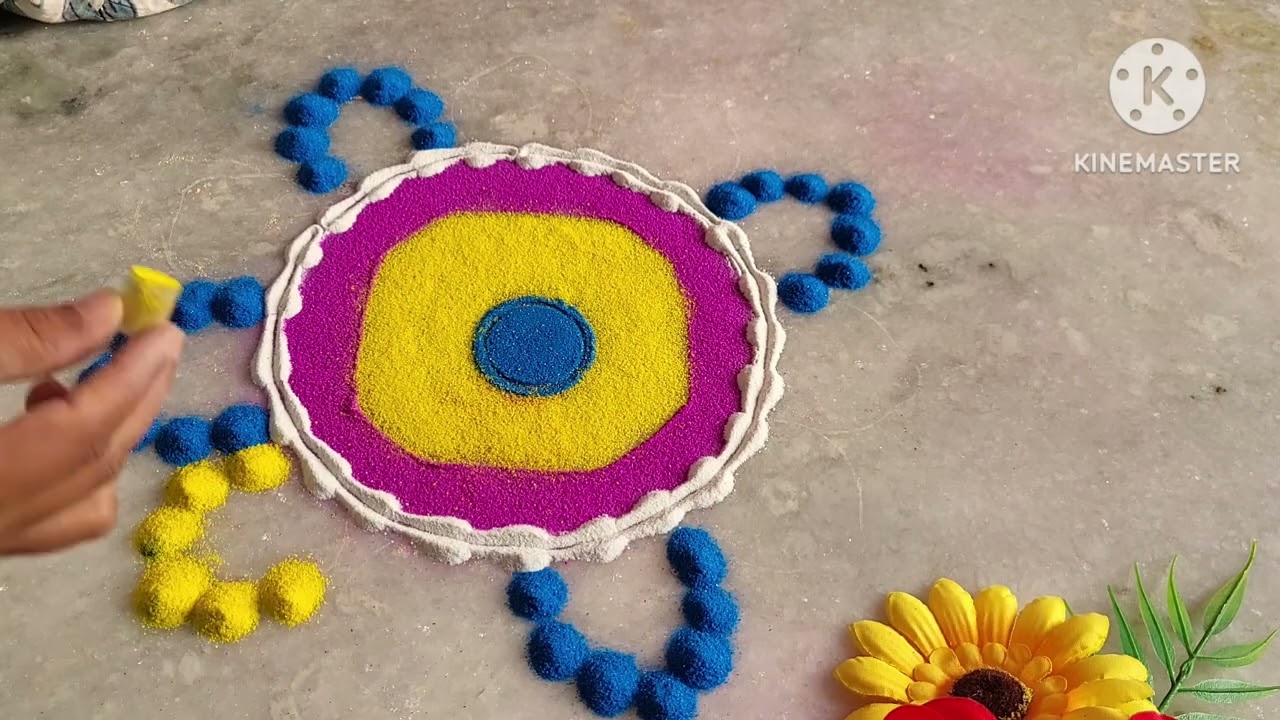 Easy simple rangoli #rangoli #creative #trending 