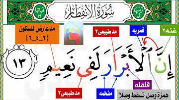 سورة الأنفطار (جزء عم) أحكام التجويد بأسلوب جديد من (إن الأبرار لفى نعيم ) إلى نهاية السوره