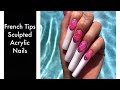 French Acrylic Nails Sculpted with Forms | Pink and Whites