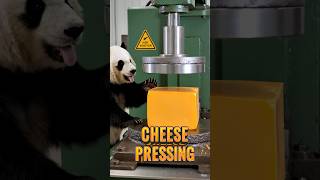 Panda Uses Giant Cheese Press Machine 🧀🐼 So Satisfying 😳