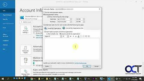 Create a Microsoft Outlook Out of the Office Auto Reply Message