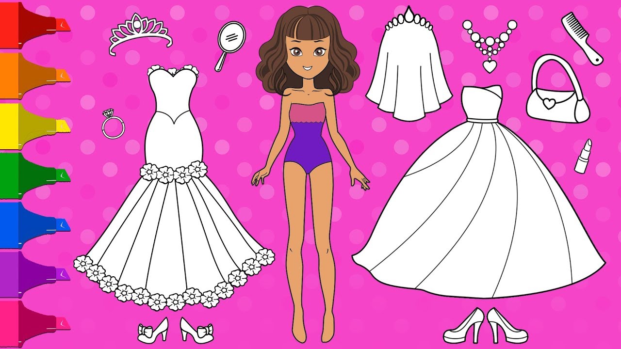  PAPER  DOLLS  WEDDING DRESS FOR A PRINCESS BRIDE YouTube