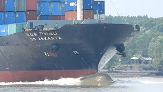 The Dramatic Bow Waves of Imposing Container Ships