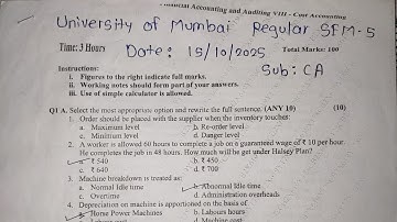 TYBCOM SEM 5 (15/10/25) COST ACCOUNTING REGULAR MUMBAI UNIVERSITY