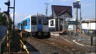 JR左沢線南寒河江駅を発車するキハ101形普通山形行き JR左沢線南寒河江駅を発車するキハ101形普通山形行き