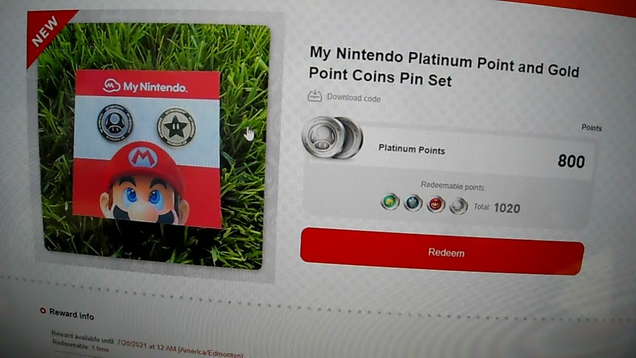 Kintips My Nintendo Platinum Point & Gold Point Coins Pin Set CODE