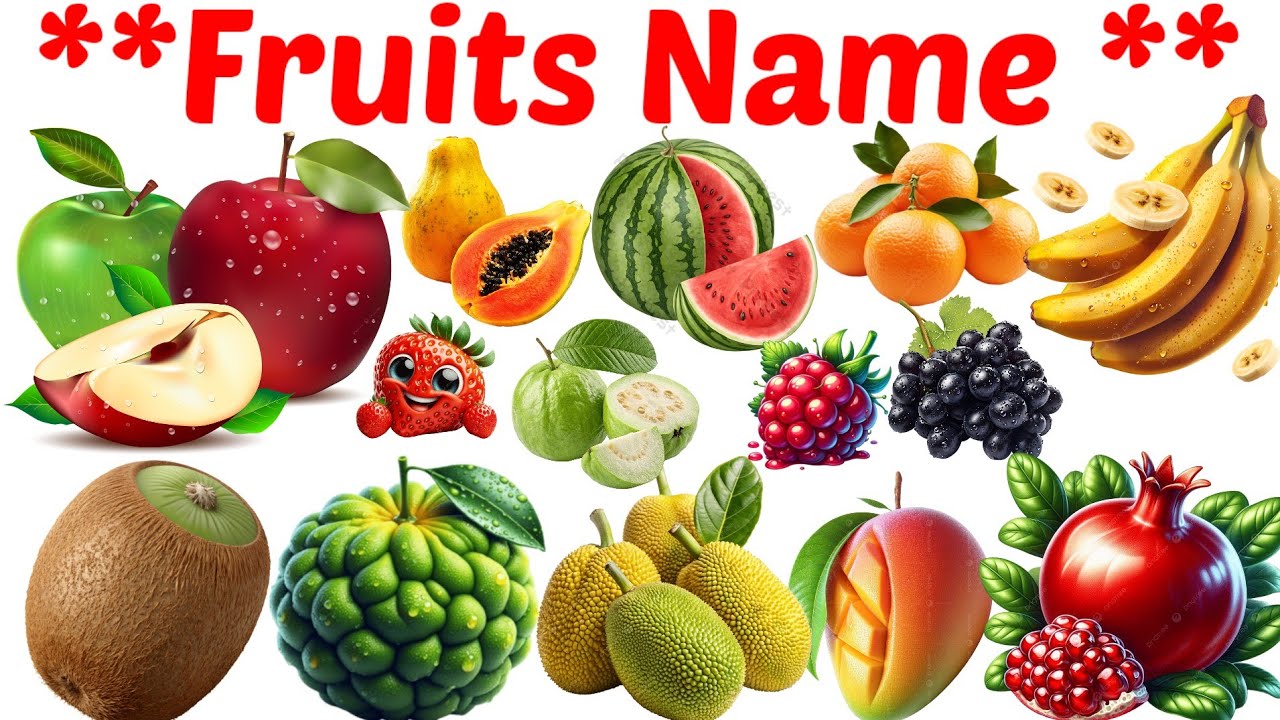 Fruits Name🍎🥭| Learn 20 Popular Fruits Name in English with Pictures | Learning Fruits Name for Kids