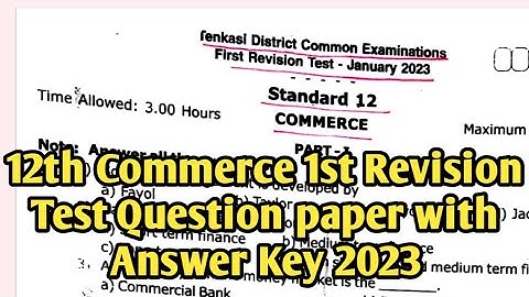12th Commerce 1st Revision Test Question Paper with Answer Key|2023|Vjalerts|