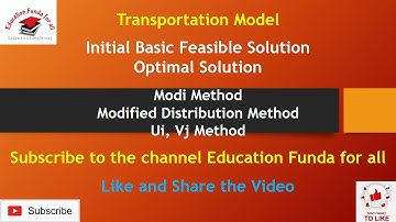 #15 Transportation Model || Modi Method | Operations Research